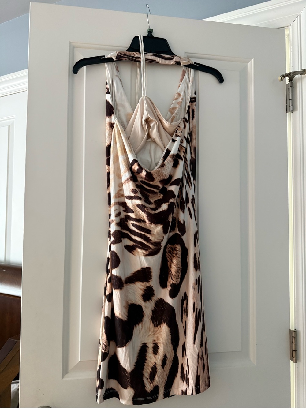 Roberto Cavalli Leopard Print Slip Dress in Beige, Brown & Black - Picture 2 of 5
